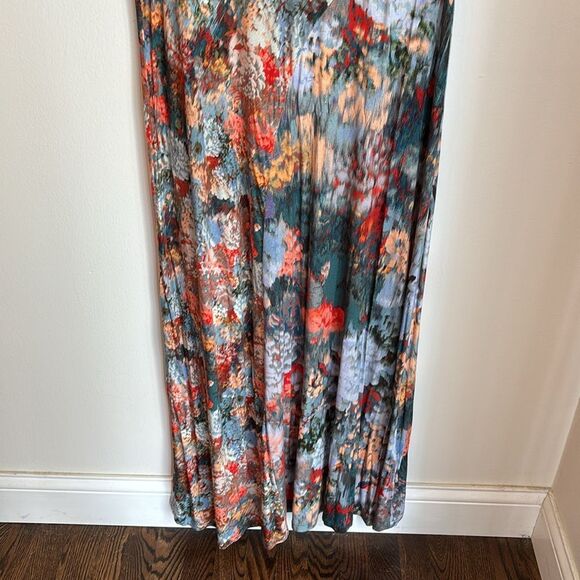 Soft Surroundings Women Nanette Dress short sleeve maxi Red Gray sundress Neck M - Picture 9 of 14